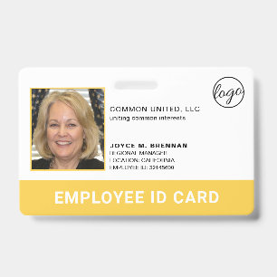 Professional Yellow Company Logo Employee Photo ID Badge
