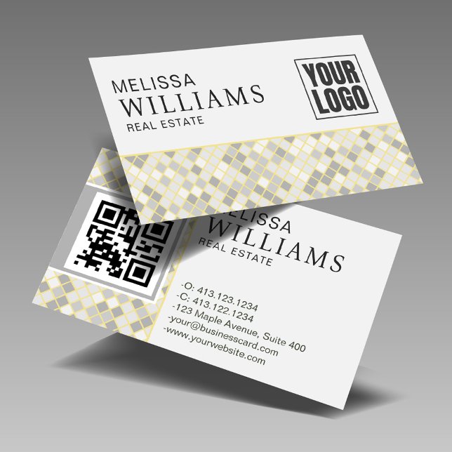 Professional Yellow & Grey QR Code Logo  Business Card (Creator Uploaded)