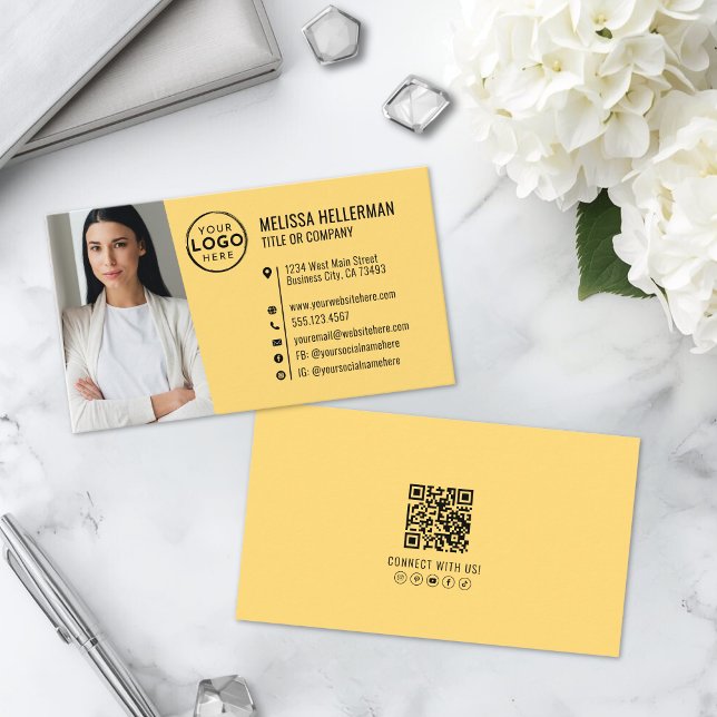 Professional Yellow QR Code Photo Logo Business Card (Professional Yellow QR Code Photo Logo Business Card )