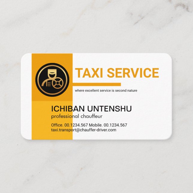 Professional Yellow Taxi Colours Chauffeur Business Card (Front)
