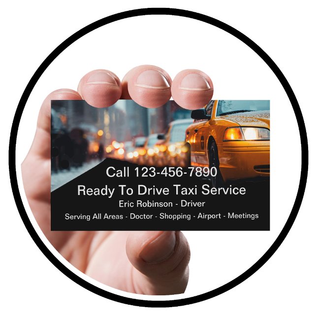 Professional Yellow Taxi Service Business Cards  (Creator Uploaded)