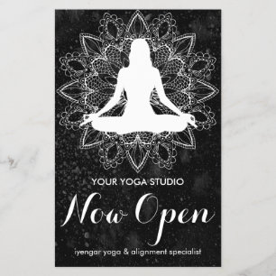 Professional Yoga Classes Mandala Black and White  Flyer