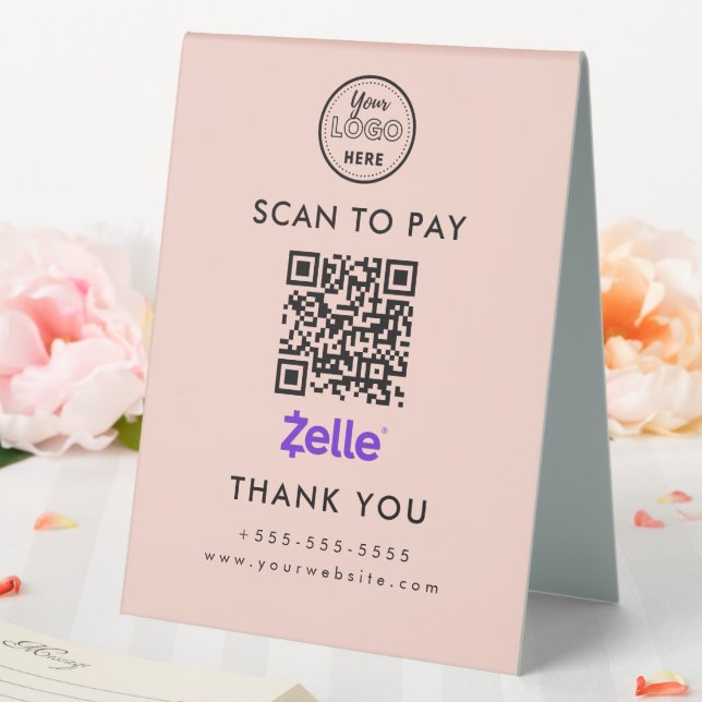 Professional Zelle QR Code Scan to Pay Logo Blush (In SItu (Wedding))