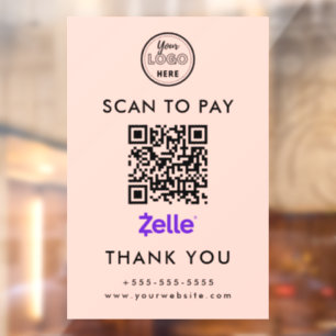 Professional Zelle QR Code Scan to Pay Logo Blush