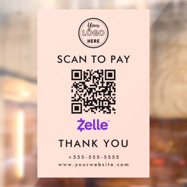 Professional Zelle QR Code Scan to Pay Logo Blush (Sheet 2)