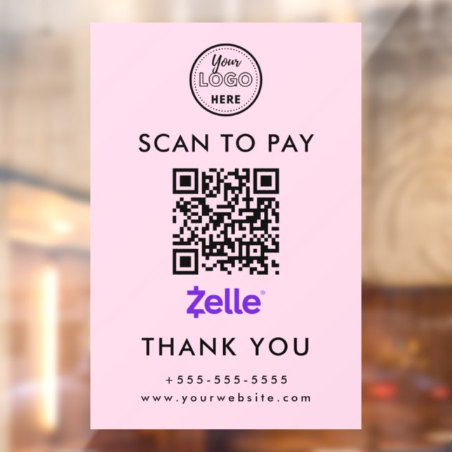 Professional Zelle QR Code Scan to Pay Logo Pink (Sheet 2)