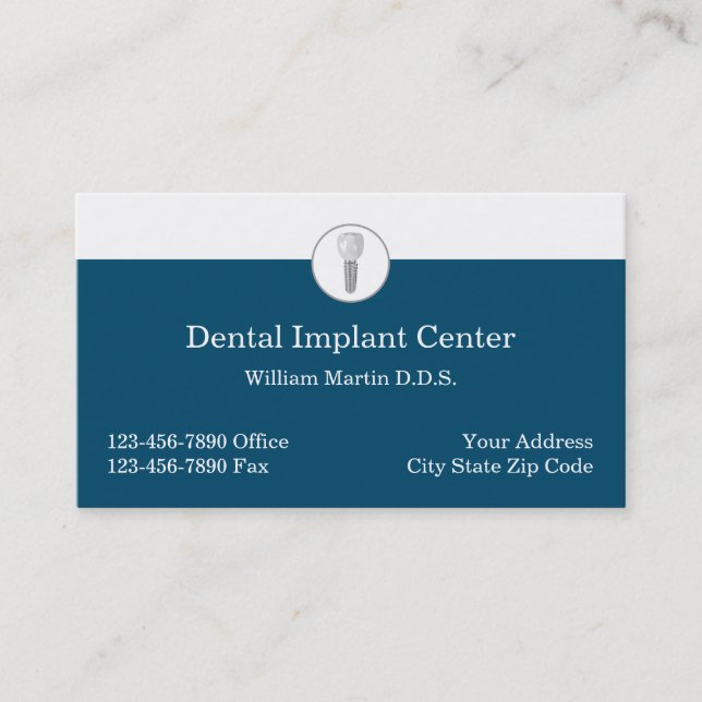 Professionally Designed Dental Implant Dentist Business Card (Front)