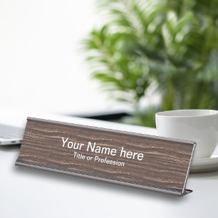 Professionally Designed Wood Look Desk Name Plate
