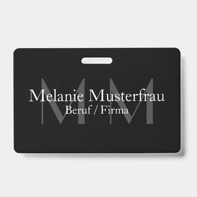 Professionell schwarze Monogramm Abzeichen Dienst ID Badge (Front)