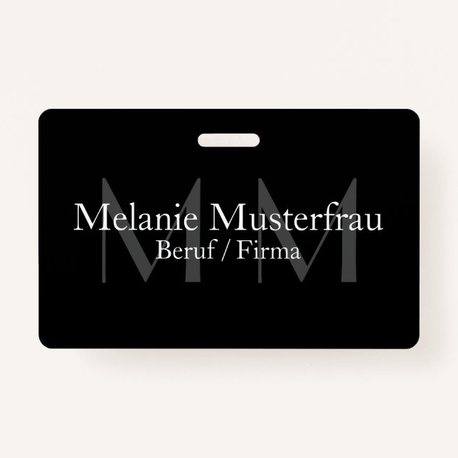 Professionell schwarze Monogramm Abzeichen Dienst ID Badge (Front)