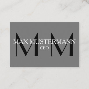 Professionelle Monogram Modern Grau Business Card