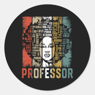 Professor Afro African American Women Black Histor Classic Round Sticker