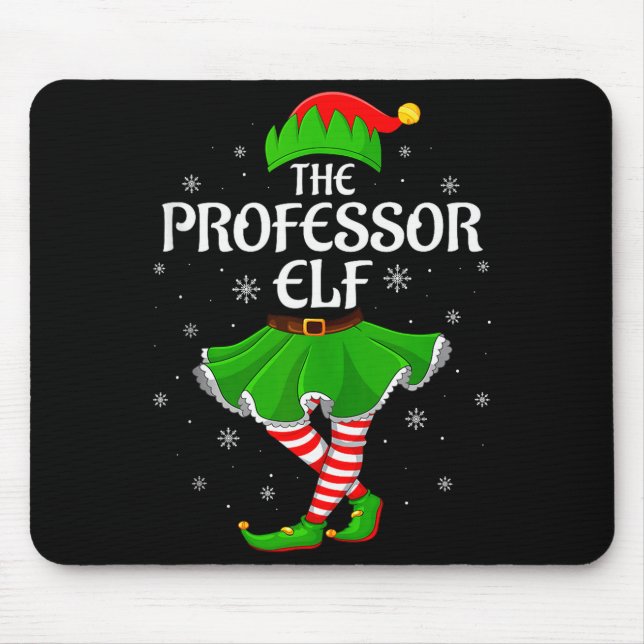 Professor Elf Christmas Family Girls Women Elf Squ Mouse Pad (Front)