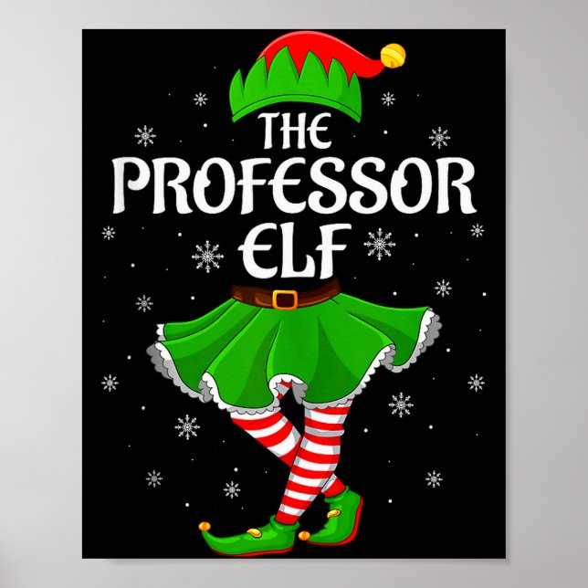 Professor Elf Christmas Family Girls Women Elf Squ Poster (Front)