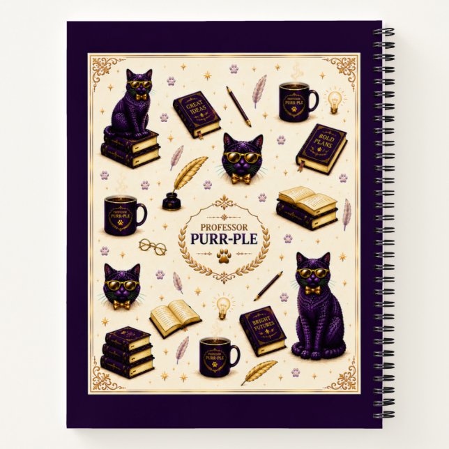 Professor Purr-Ple™ Spiral Notebook (Back)