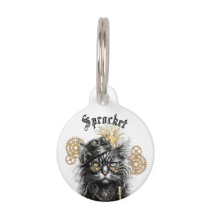 Professor Sprocket-Paws Round Pet Tag Name Contact
