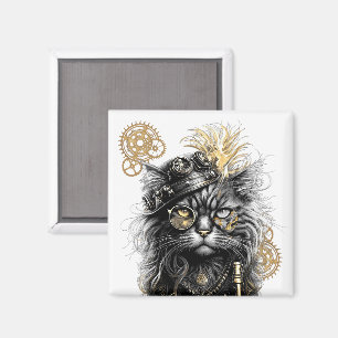 Professor Sprocket-Paws  The Funky Steampunk Cat  Magnet