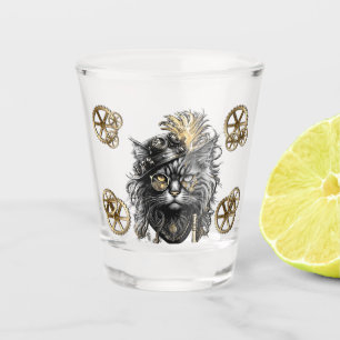 Professor Sprocket-Paws The Funky Steampunk Cat  Shot Glass