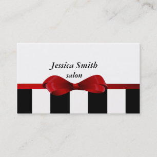 Proffesional elegant gentle stripes red bow business card