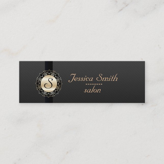 Proffesional elegant plain  monogram mini business card (Front)