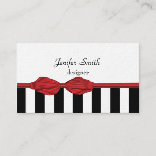 Proffesional elegant red bow stripes business card