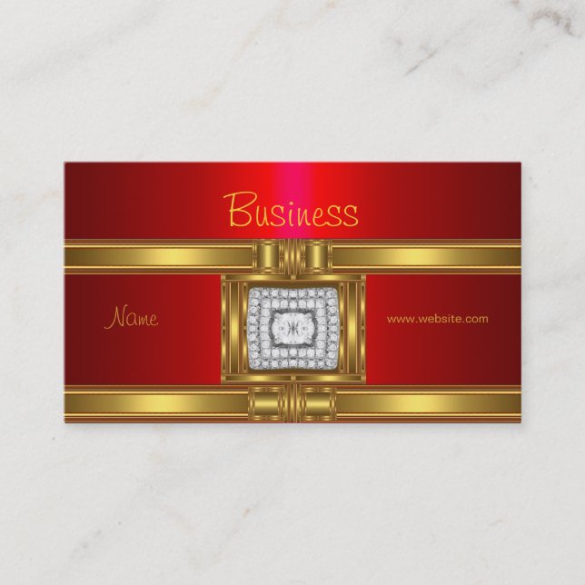 Profile Business Card Gold on red Diamond Jewel (Front)