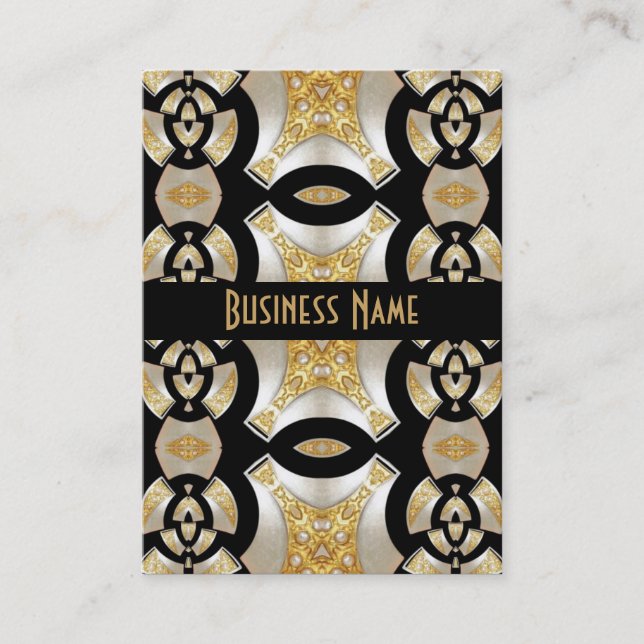 Profile Card Black Beige Gold Print Pearl (P2) (Front)