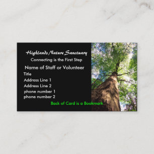 profile card, Highlands Nature Sanctuary Business Card
