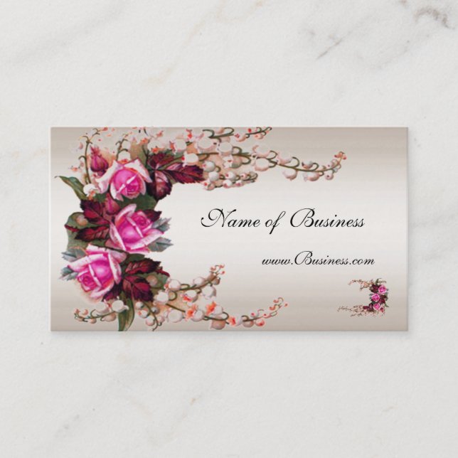 Profile Card Vintage Cream Pink Roses (Front)