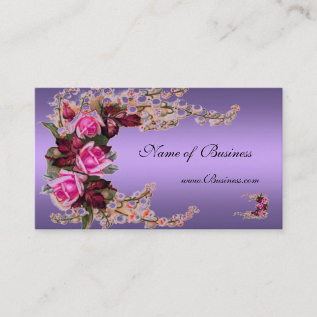 Profile Card Vintage Mauve Purple Pink Roses (Front)
