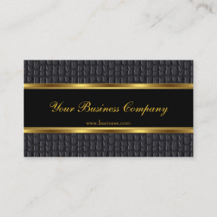 Profile Leather Look Gold Black Elegant Classy Business Card