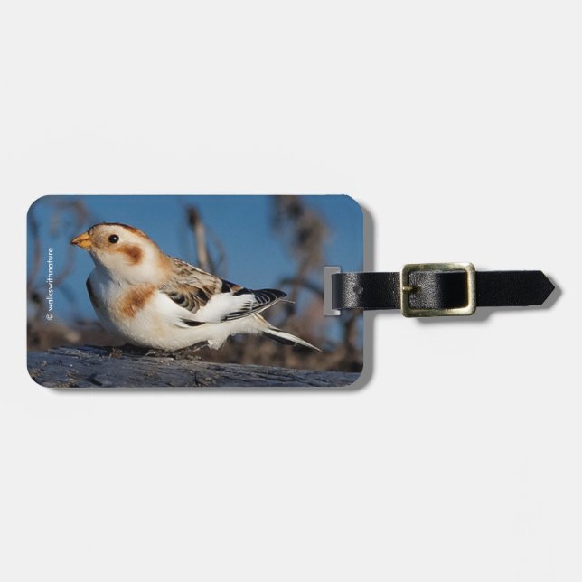 Profile of a Snow Bunting Luggage Tag (Front Horizontal)