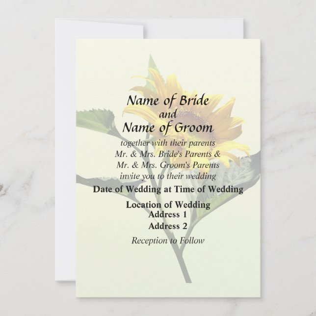 Profile of a Sunflower Wedding Supplies Invitation (Front)