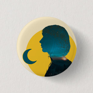 Profile of a woman with a background 3 cm round badge