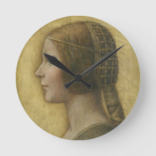 Profile of a Young Fiancee Round Clock