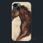 Profile of Brown Wild Horse iPhone 13 Case<br><div class="desc">The beauty of this dark horse is perfectly captured by two simple colours: brown and beige and the sharpness of the ink used in this painting makes it even more realistic. This contemporary fine art print representing a profile of a brown stallion will add character to any living room, dining...</div>