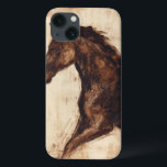 Profile of Brown Wild Horse iPhone 13 Case<br><div class="desc">The beauty of this dark horse is perfectly captured by two simple colours: brown and beige and the sharpness of the ink used in this painting makes it even more realistic. This contemporary fine art print representing a profile of a brown stallion will add character to any living room, dining...</div>