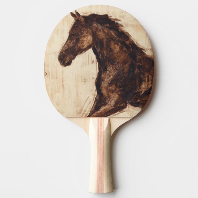 Profile of Brown Wild Horse Ping Pong Paddle (Front)