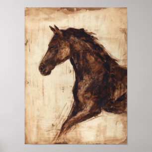 Profile of Brown Wild Horse Poster