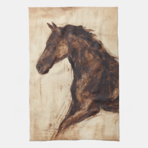 Profile of Brown Wild Horse Tea Towel