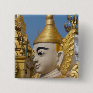 Profile Of Buddha Statue 15 Cm Square Badge