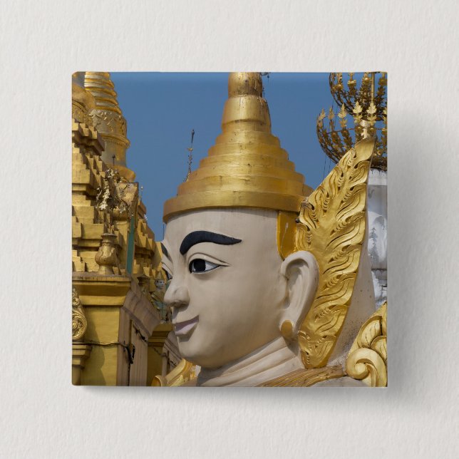 Profile Of Buddha Statue 15 Cm Square Badge (Front)