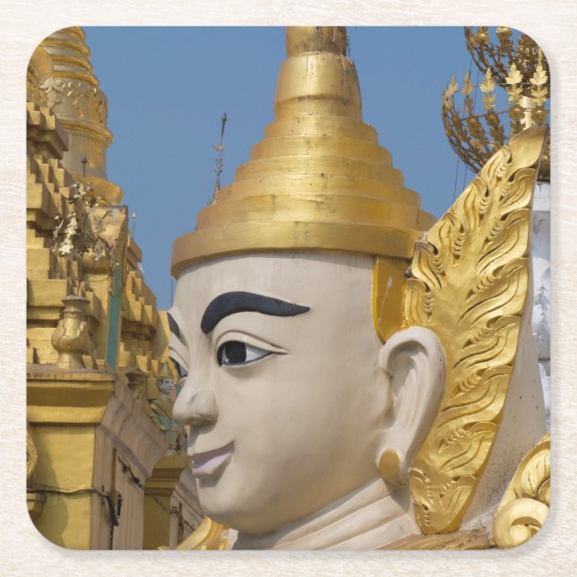 Profile Of Buddha Statue Square Paper Coaster (Front)