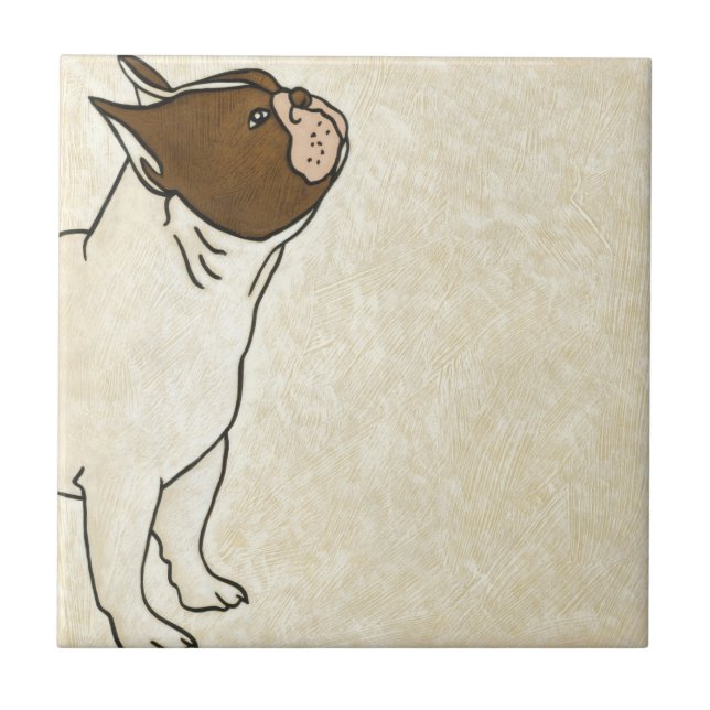 Profile of French Bulldog Looking Up Ceramic Tile (Front)