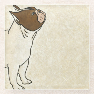 Profile of French Bulldog Looking Up Glass Coaster