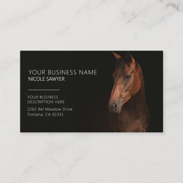 Profile of Horse Personalised Equine Horse Business Card (Front)