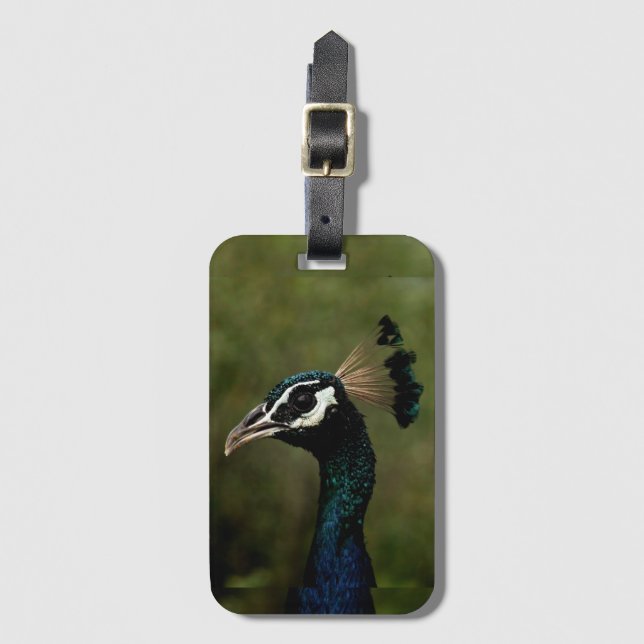 Profile of Peacock  Luggage Tag (Front Vertical)