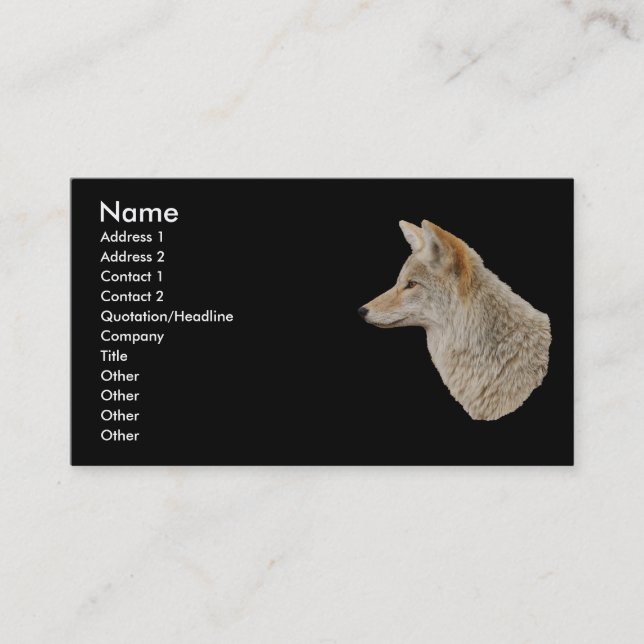 profile or business card, coyote card (Front)