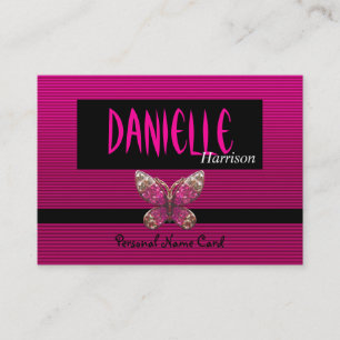 Profile Personal Name Card Bright Pink Butterfly