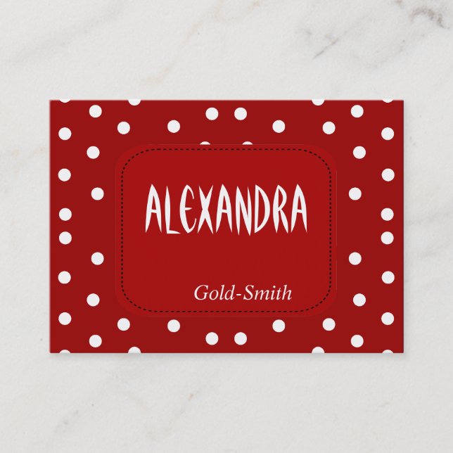 Profile Personal Name Card Retro Red White Spot (Front)